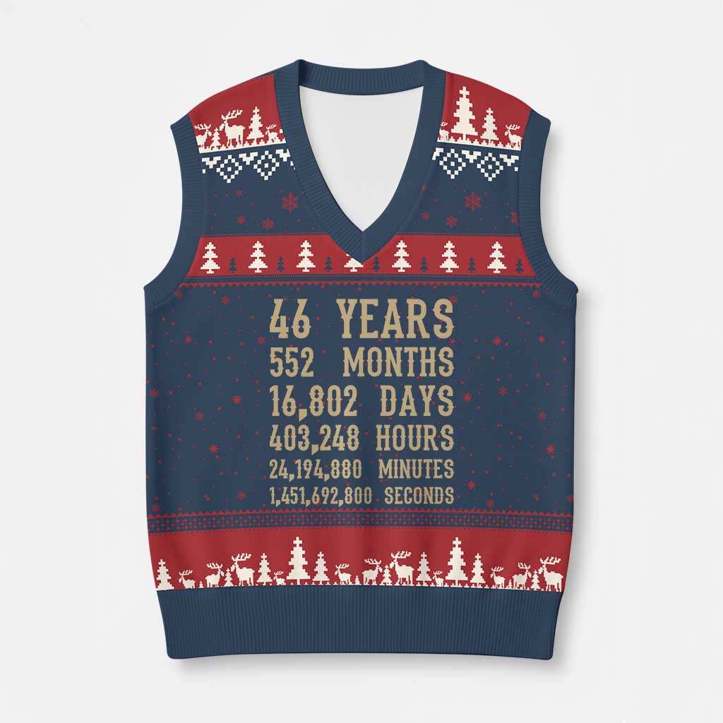 Vintage 46th Milestone Birthday V-Neck Knit Sweater Vest 46 Years Of Being Awesome