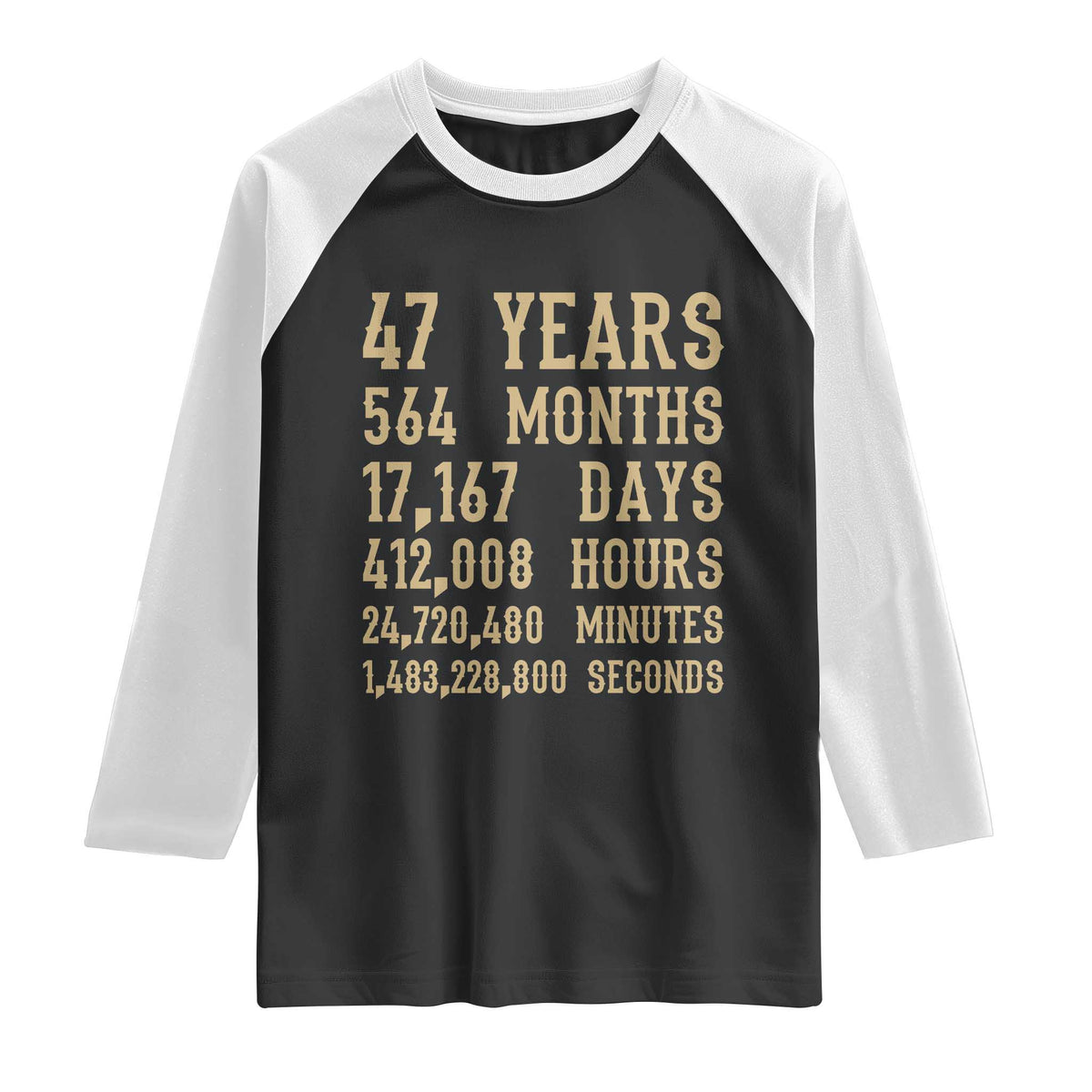 Vintage 47th Milestone Birthday Raglan Shirt 47 Years Of Being Awesome