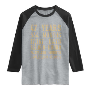 Vintage 47th Milestone Birthday Raglan Shirt 47 Years Of Being Awesome