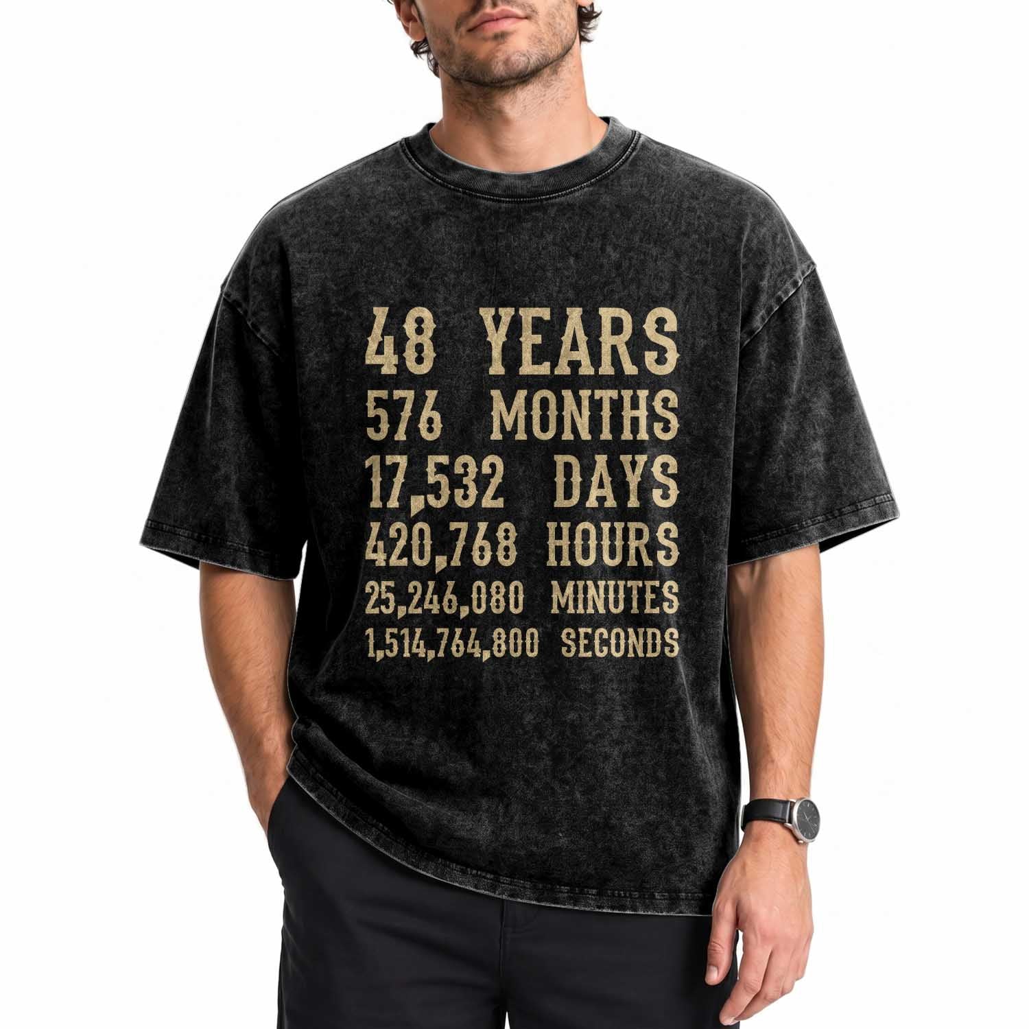 Vintage 48th Milestone Birthday Washed Cotton T-Shirt 48 Years Of Being Awesome