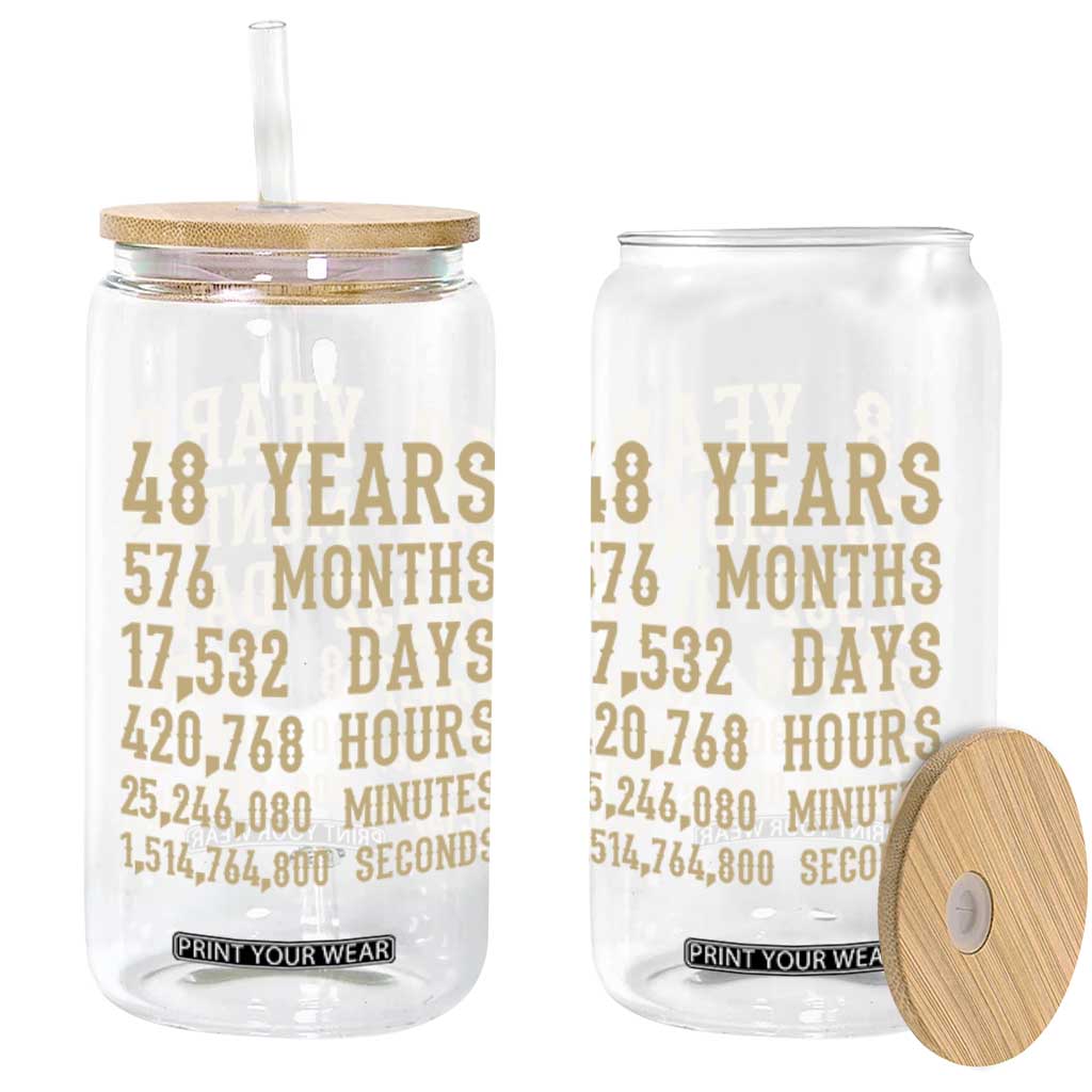 Vintage 48th Milestone Birthday Glass Can 48 Years Of Being Awesome