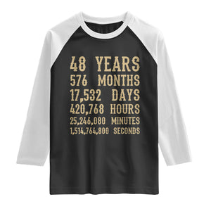 Vintage 48th Milestone Birthday Raglan Shirt 48 Years Of Being Awesome