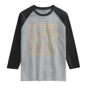 Vintage 48th Milestone Birthday Raglan Shirt 48 Years Of Being Awesome