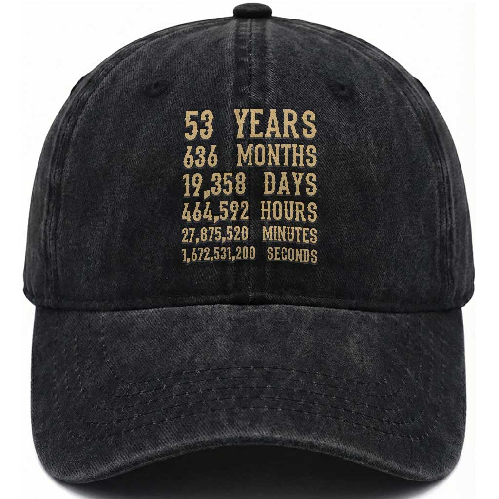 Vintage 53rd Milestone Birthday Washed Cotton Baseball Cap 53 Years Of Being Awesome