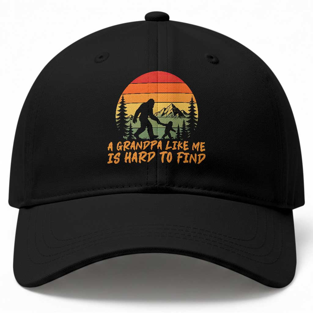 Funny Bigfoot Grandfather Baseball Cap A Grandpa Like Me Is Hard To Find