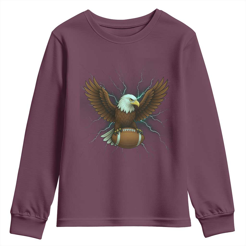 Lightning Eagle Lover Youth Sweatshirt Sport Lover Gift TS12 Maroon Print Your Wear