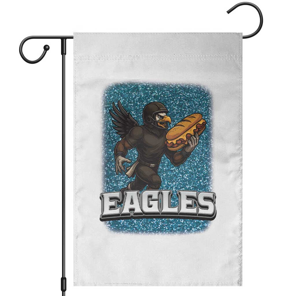 Funny Eagle With Cheesesteak Garden Flag Football Glitter Print TS12 White Print Your Wear