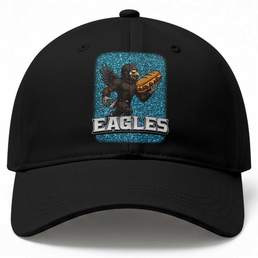 Funny Eagle With Cheesesteak Baseball Cap Football Glitter Print TS12 Print Your Wear