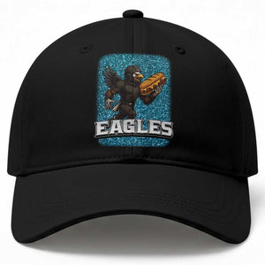 Funny Eagle With Cheesesteak Baseball Cap Football Glitter Print TS12 Print Your Wear