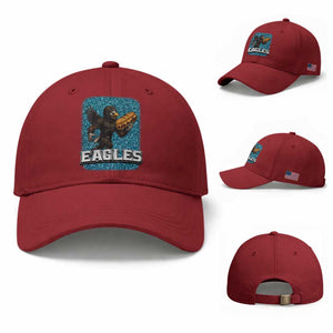 Funny Eagle With Cheesesteak Baseball Cap Football Glitter Print TS12 Baseball Cap Universal Fit Cherry Red Print Your Wear