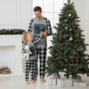 Funny Eagle With Cheesesteak Plaid Pajama Set Football Glitter Print TS12 White Plaid Print Your Wear