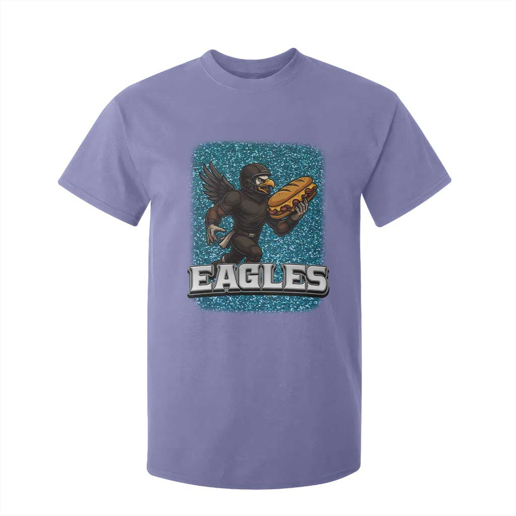 Funny Eagle With Cheesesteak T Shirt For Kid Football Glitter Print TS12 Violet Print Your Wear