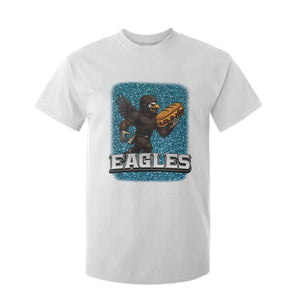 Funny Eagle With Cheesesteak T Shirt For Kid Football Glitter Print TS12 White Print Your Wear