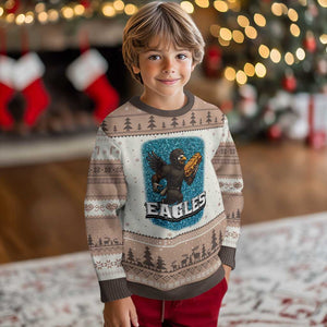 Funny Eagle With Cheesesteak Ugly Christmas Sweater Football Glitter Print TS12 Mocha Mousse Print Your Wear