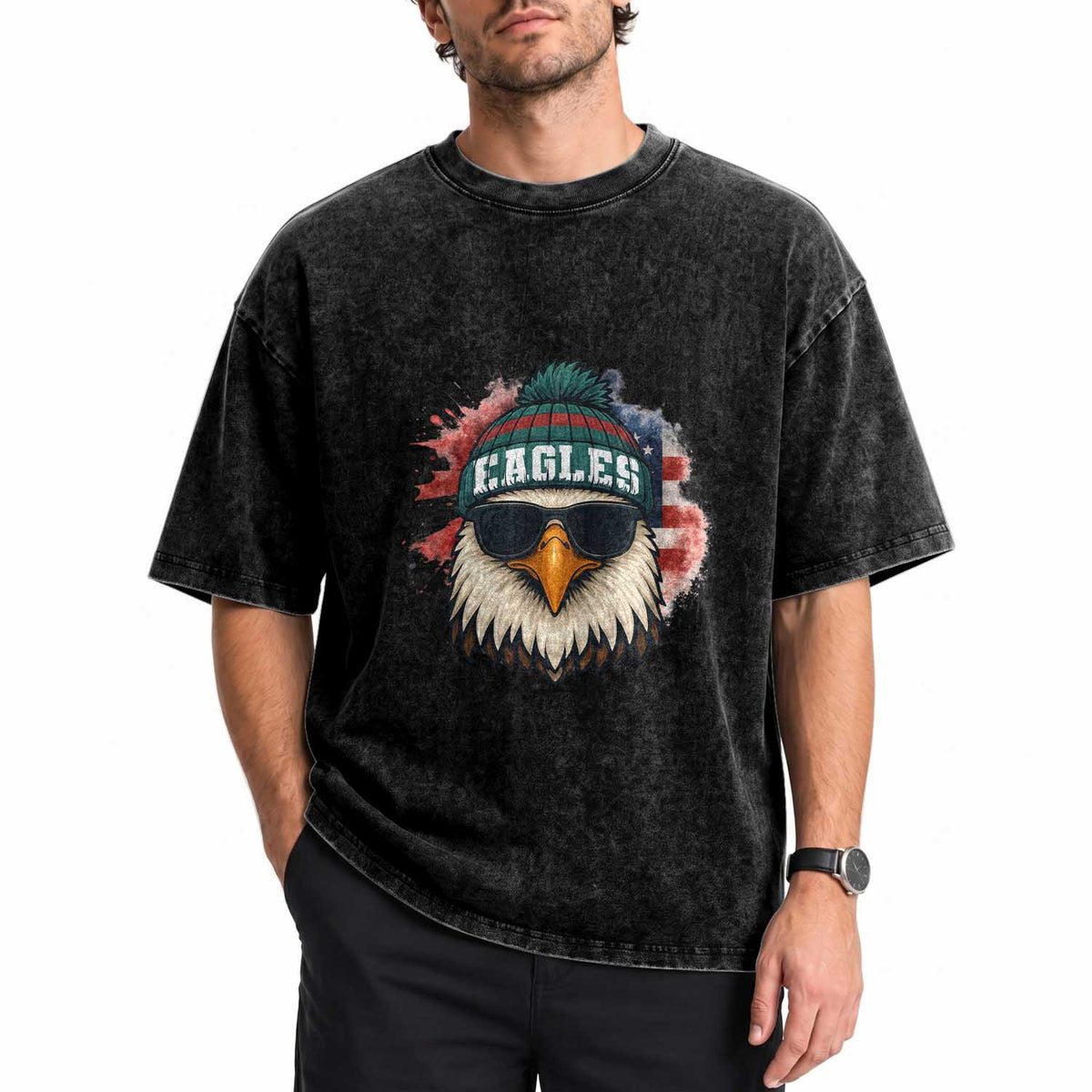Patriotic PFE American Flag Pride Gift Washed Cotton T-Shirt