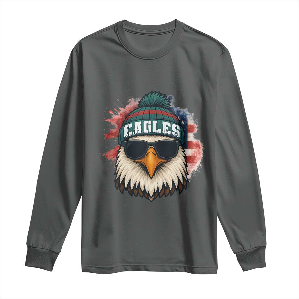 Patriotic PFE American Flag Pride Gift Long Sleeve Shirt TS12 Dark Heather Print Your Wear