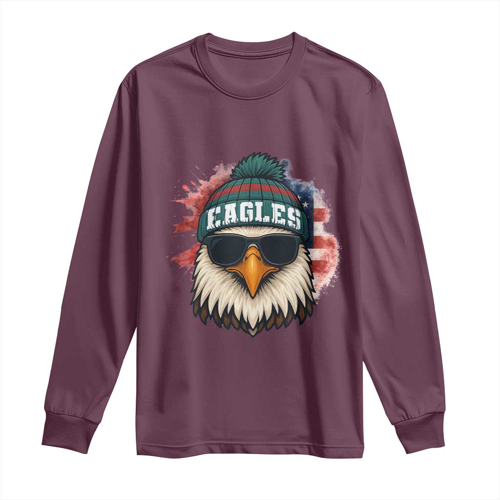 Patriotic PFE American Flag Pride Gift Long Sleeve Shirt TS12 Maroon Print Your Wear