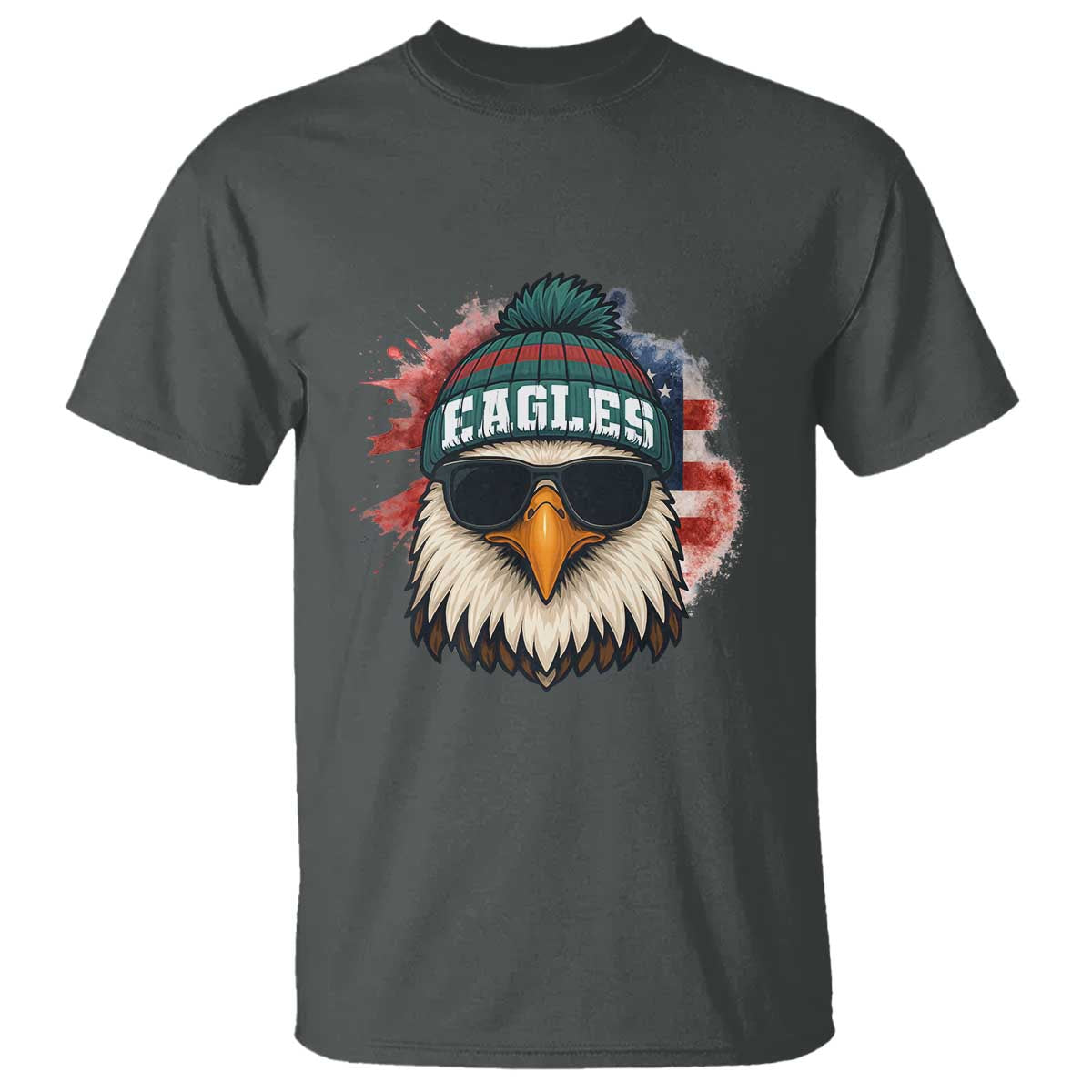 Patriotic PFE American Flag Pride Gift T Shirt TS12 Dark Heather Print Your Wear