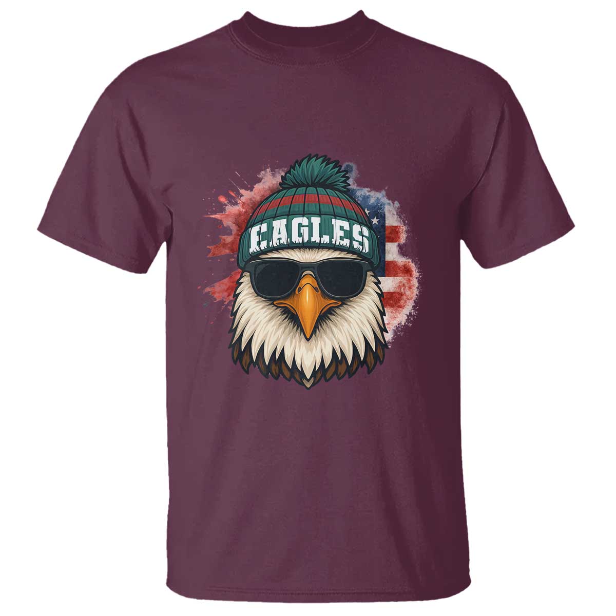 Patriotic PFE American Flag Pride Gift T Shirt TS12 Maroon Print Your Wear