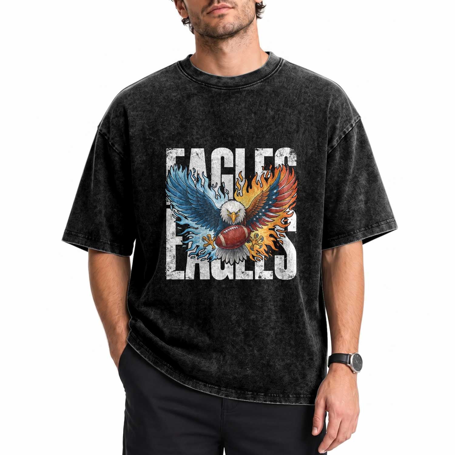 EF Lover Patriotic Eagle American Flag Gift Washed Cotton T-Shirt