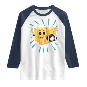 Funny Chz Head Football Player Sports Gift Idea Raglan Shirt TS12 White Navy Print Your Wear