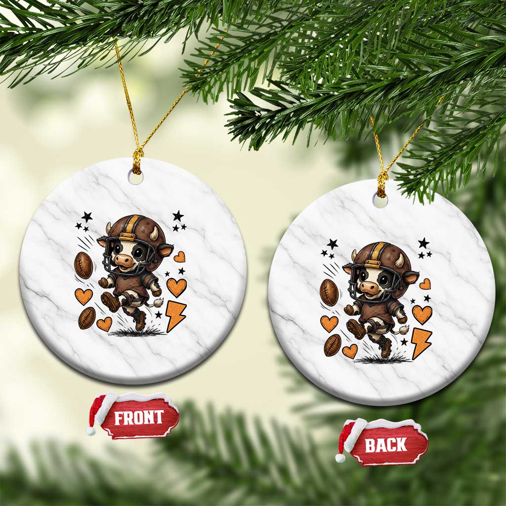 Football Lover Ceramic Ornament Cute Dairy Cow Playing Football TS12 1pc White Marble Print Your Wear
