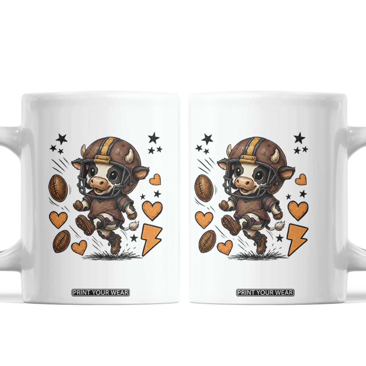 Football Lover Coffee Mug Cute Dairy Cow Playing Football TS12 White Print Your Wear
