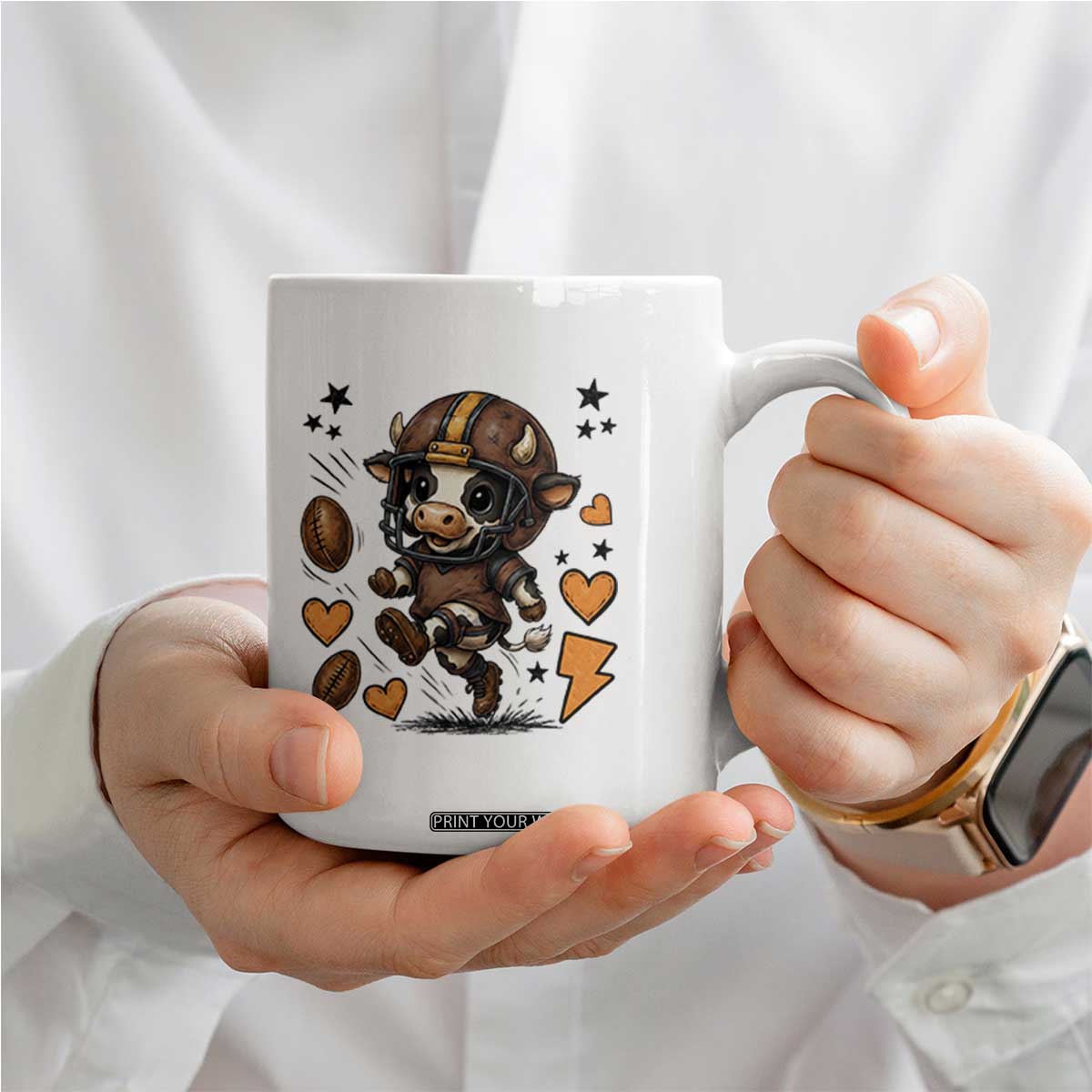 Football Lover Coffee Mug Cute Dairy Cow Playing Football TS12 Print Your Wear