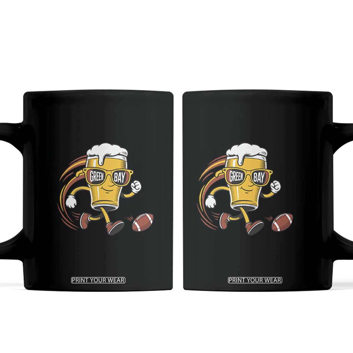 Funny Beer Mug Playing Football Coffee Mug Team Supporter GFF Gift TS12 Black Print Your Wear