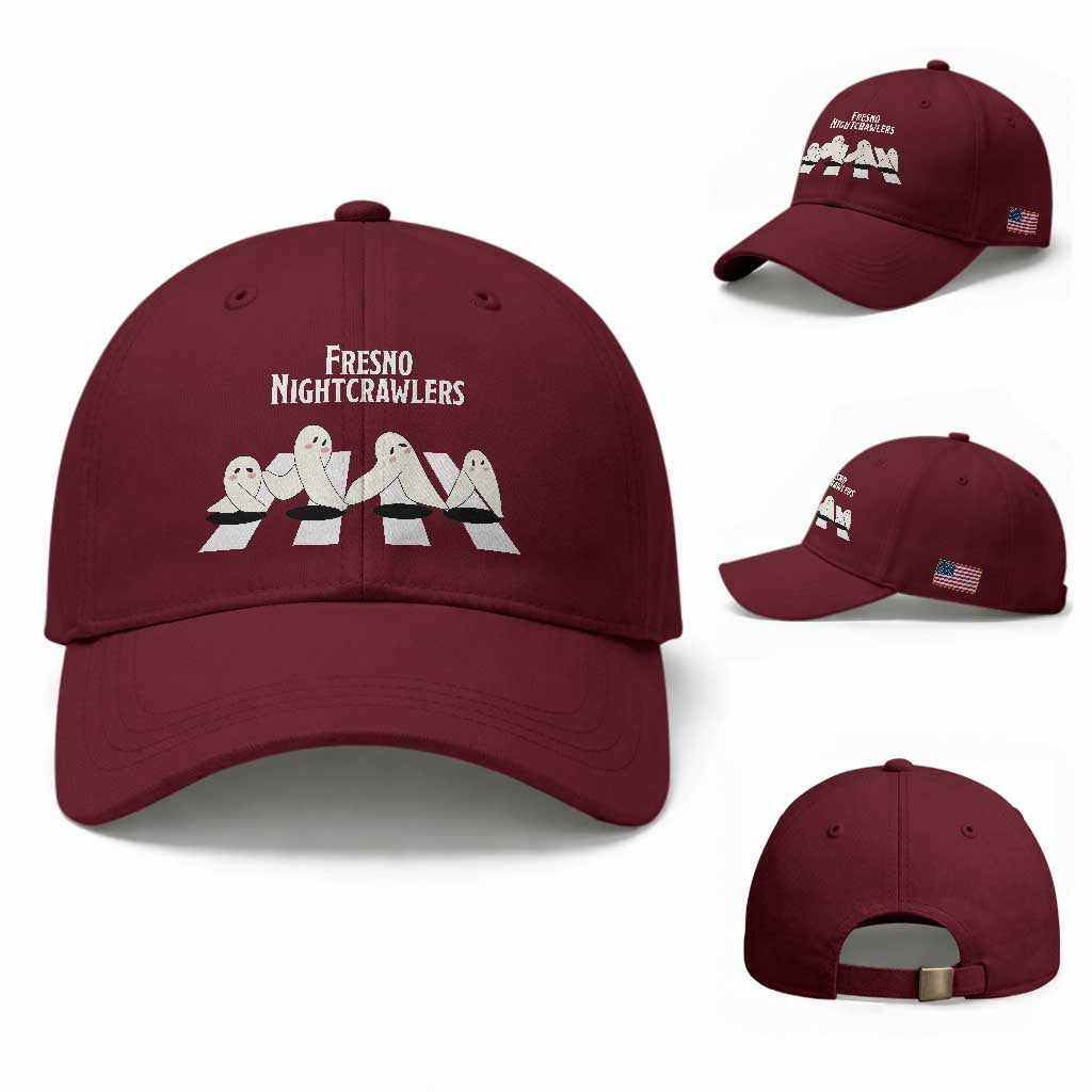Fresno Nightcrawler Baseball Cap Folklore Gothic Horror Cryptid Gift TS12 Baseball Cap Universal Fit Maroon Print Your Wear