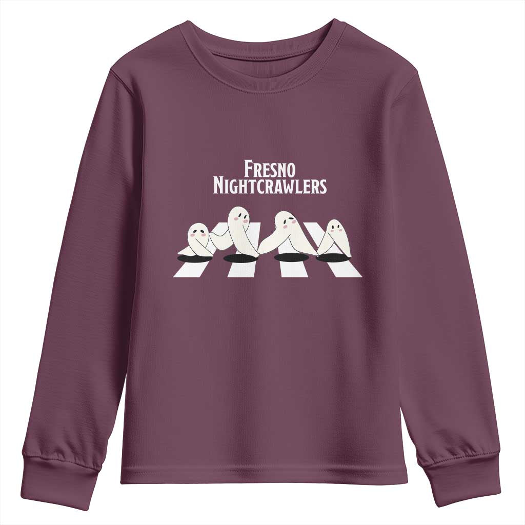 Fresno Nightcrawler Youth Sweatshirt Folklore Gothic Horror Cryptid Gift TS12 Maroon Print Your Wear