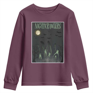 Fresno Nightcrawlers Youth Sweatshirt Gothic Cryptid Horror Fan Gift TS12 Maroon Print Your Wear