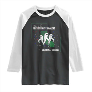 Fresno Nightcrawlers Raglan Shirt Home Of California Cryptid Gift TS12 Black White Print Your Wear