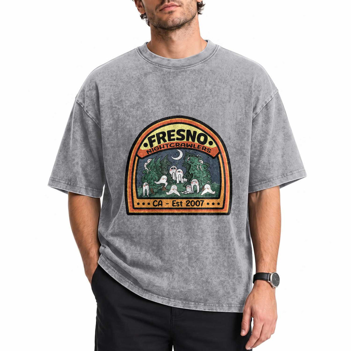 Fresno Nightcrawlers Folklore Gift Washed Cotton T-Shirt Home Of California Cryptids