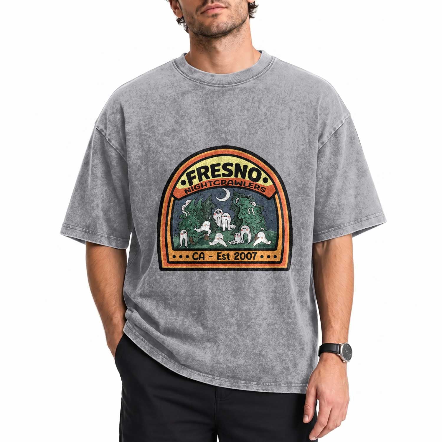 Fresno Nightcrawlers Folklore Gift Washed Cotton T-Shirt Home Of California Cryptids