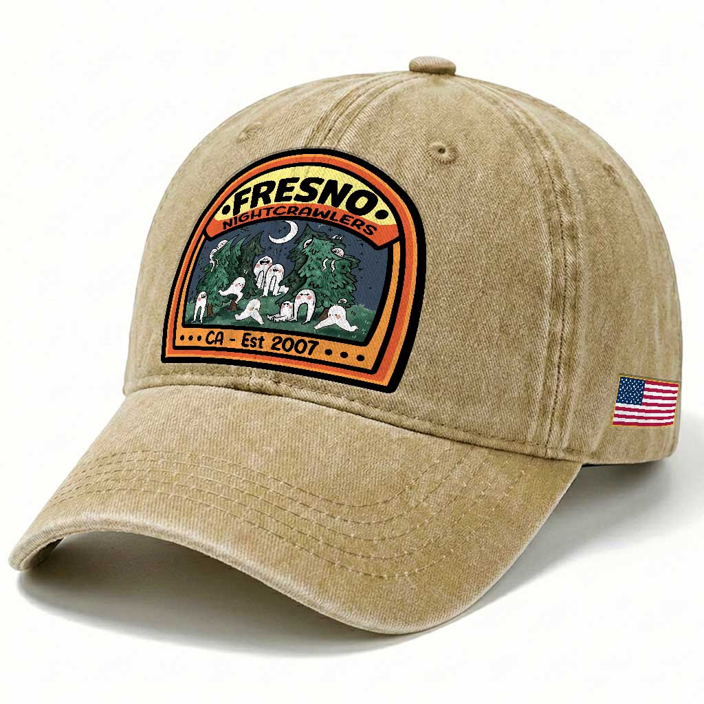 Fresno Nightcrawlers Folklore Gift Washed Cotton Baseball Cap Home Of California Cryptids TS12 Print Your Wear