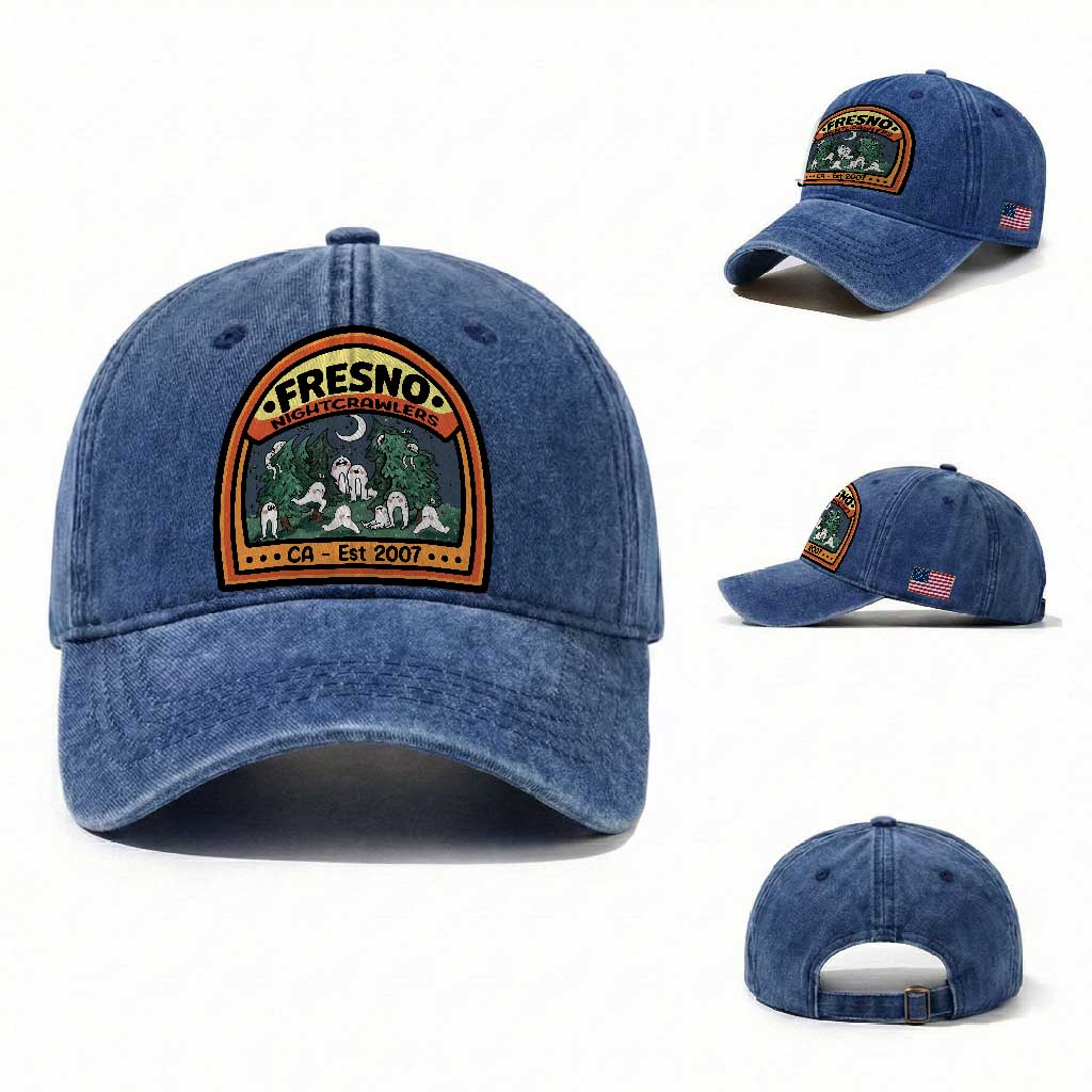 Fresno Nightcrawlers Folklore Gift Washed Cotton Baseball Cap Home Of California Cryptids TS12 Washed Cap Universal Fit Royal Blue Print Your Wear