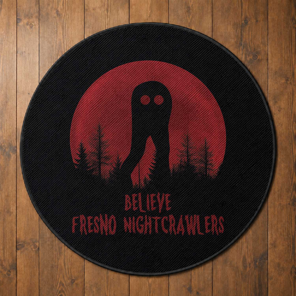 Believe In Fresno Nightcrawlers Round Rug California Cryptid Hunter Gift