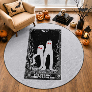 Funny Tarot Card Graphic Fresno Nightcrawlers Lover Round Rug Cryptid Gift