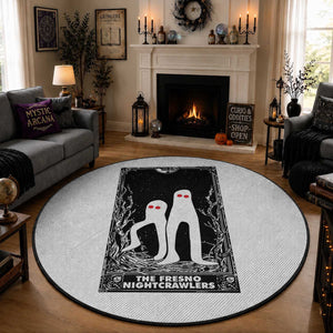 Funny Tarot Card Graphic Fresno Nightcrawlers Lover Round Rug Cryptid Gift