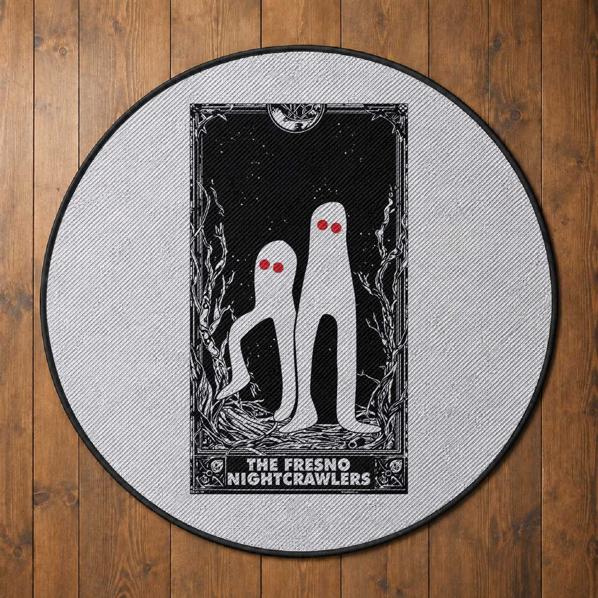 Funny Tarot Card Graphic Fresno Nightcrawlers Lover Round Rug Cryptid Gift