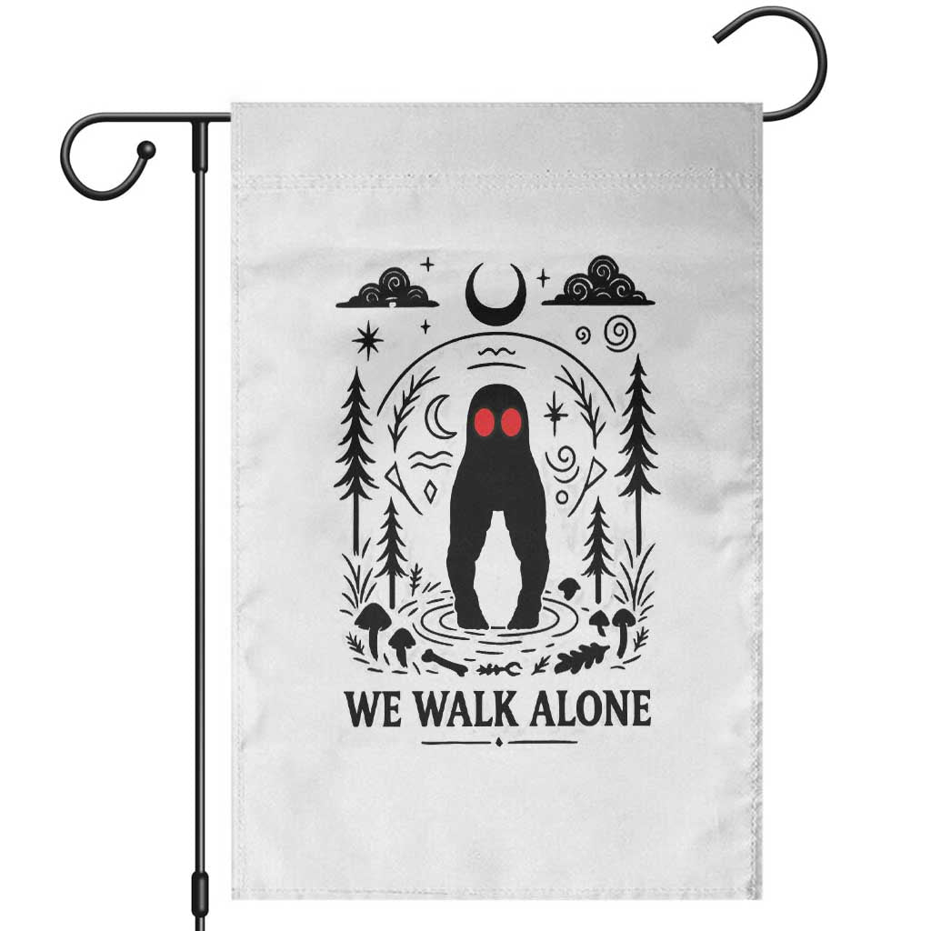 We Walk Alone Fresno Nightcrawler Garden Flag California Cryptid Hunter TS12 White Print Your Wear