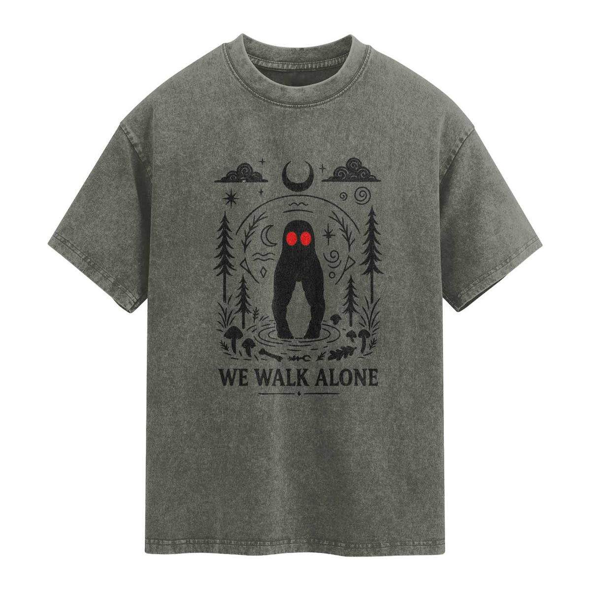 We Walk Alone Fresno Nightcrawler Washed Cotton T-Shirt California Cryptid Hunter