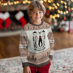 We Walk Alone Fresno Nightcrawler Ugly Christmas Sweater California Cryptid Hunter TS12 Mocha Mousse Print Your Wear