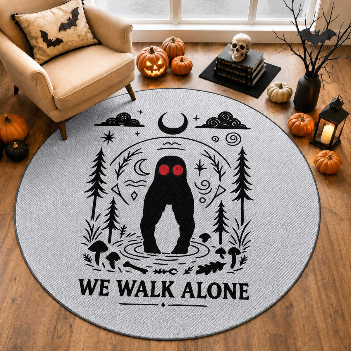 We Walk Alone Fresno Nightcrawler Round Rug California Cryptid Hunter