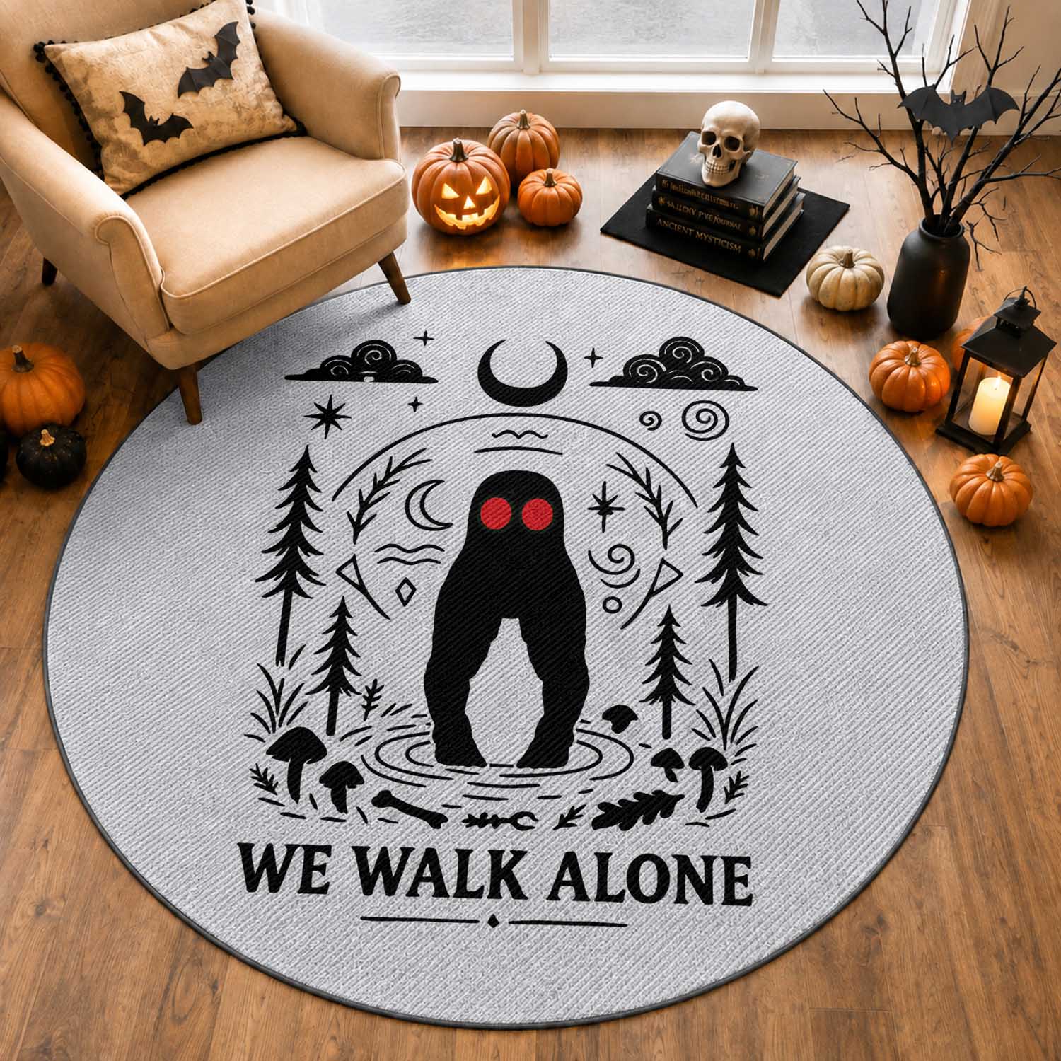 We Walk Alone Fresno Nightcrawler Round Rug California Cryptid Hunter