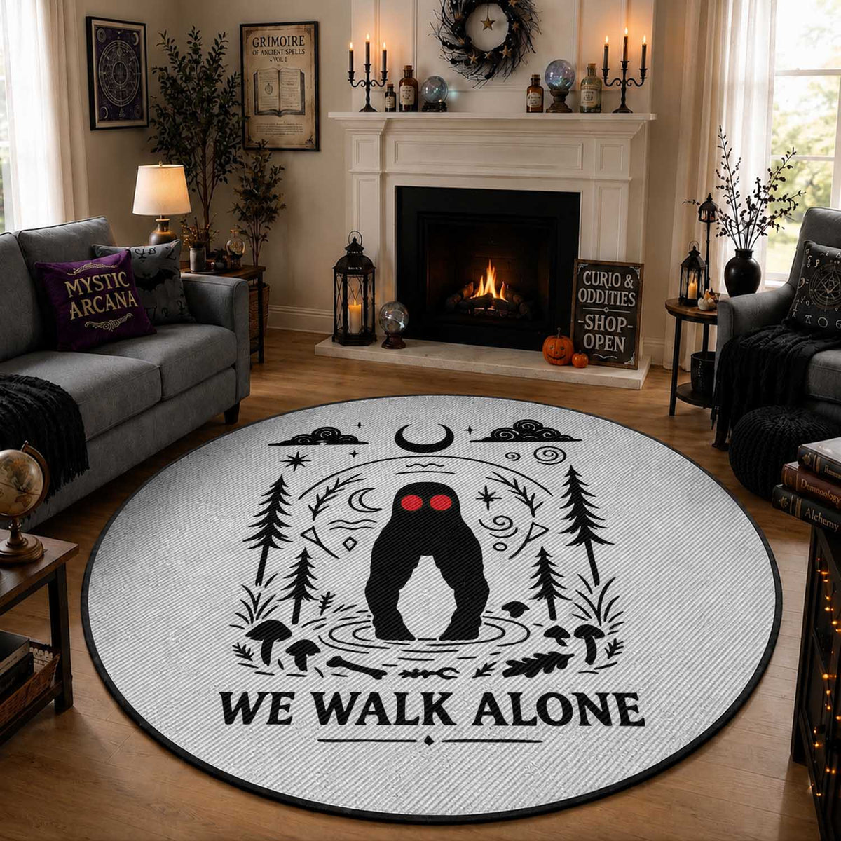 We Walk Alone Fresno Nightcrawler Round Rug California Cryptid Hunter