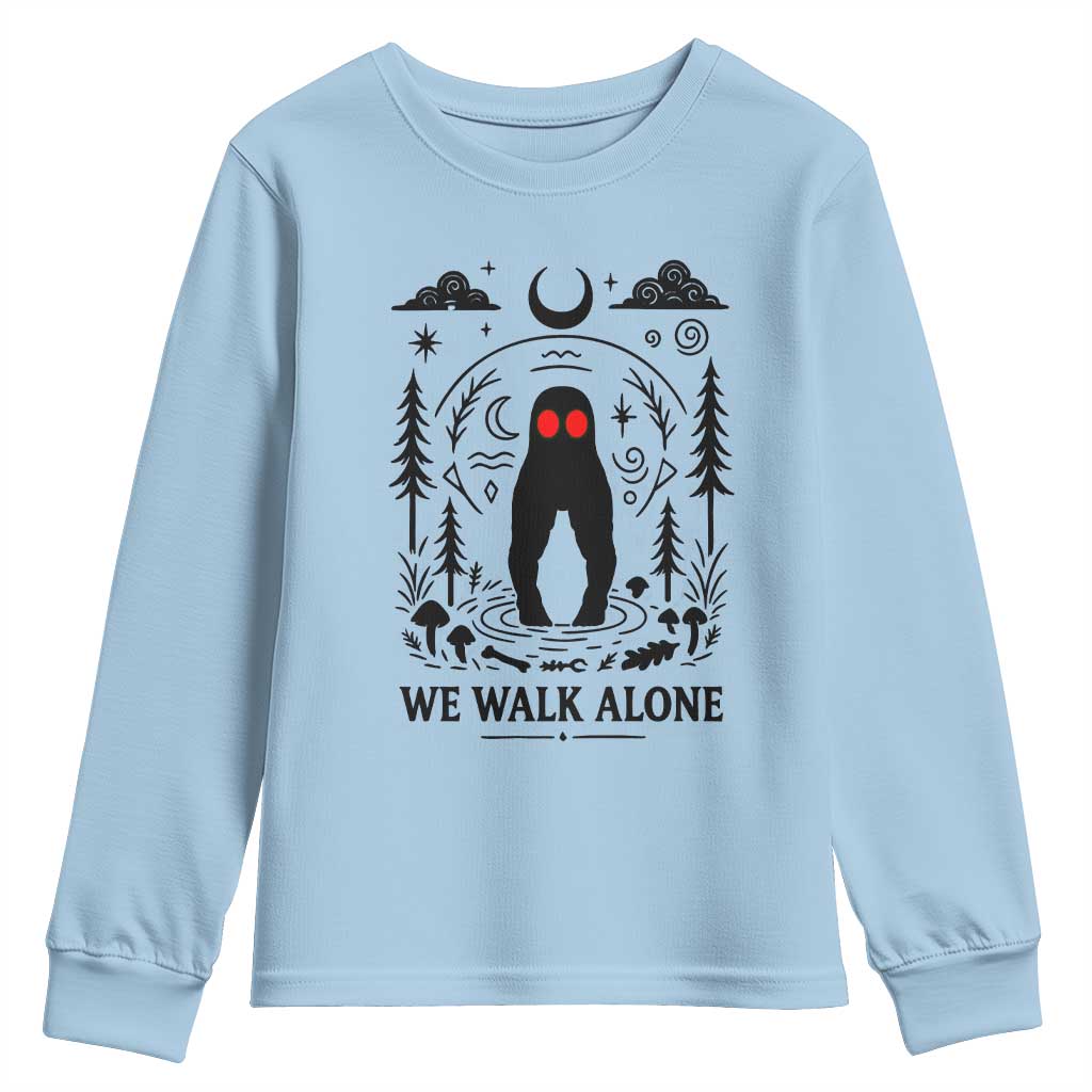 We Walk Alone Fresno Nightcrawler Youth Sweatshirt California Cryptid Hunter TS12 Light Blue Print Your Wear