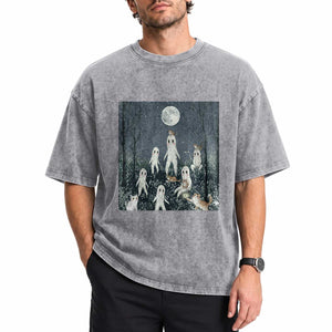 Fresno Nightkittens Nightcrawler Washed Cotton T-Shirt Funny Horror Cat Cryptid Lover Gift