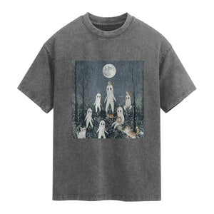 Fresno Nightkittens Nightcrawler Washed Cotton T-Shirt Funny Horror Cat Cryptid Lover Gift